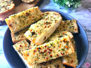 Pieces of Garlic Bread in a Bowl