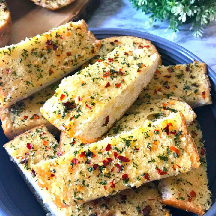 Pieces of Garlic Bread in a Bowl