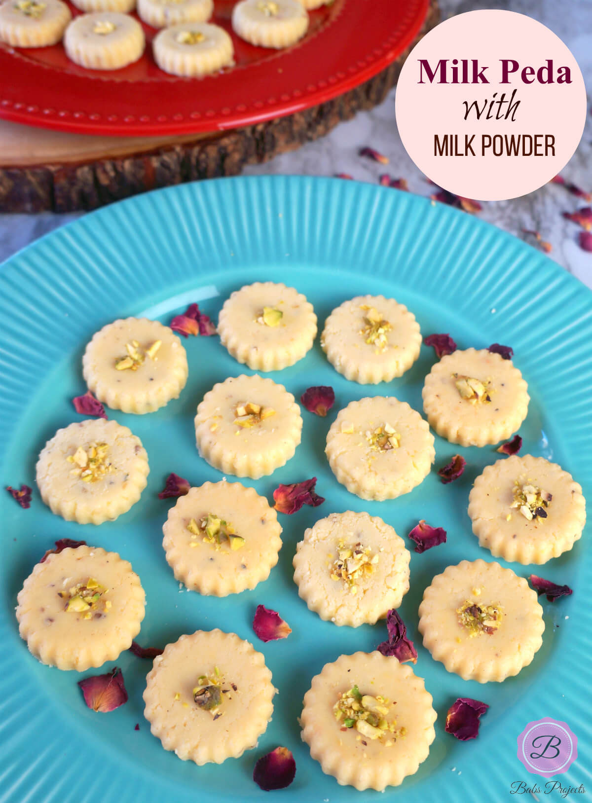 Milk Peda on a Blue Platter