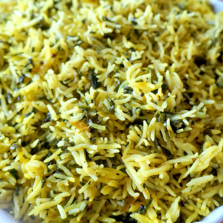 Close Up Picture of Spinach Rice
