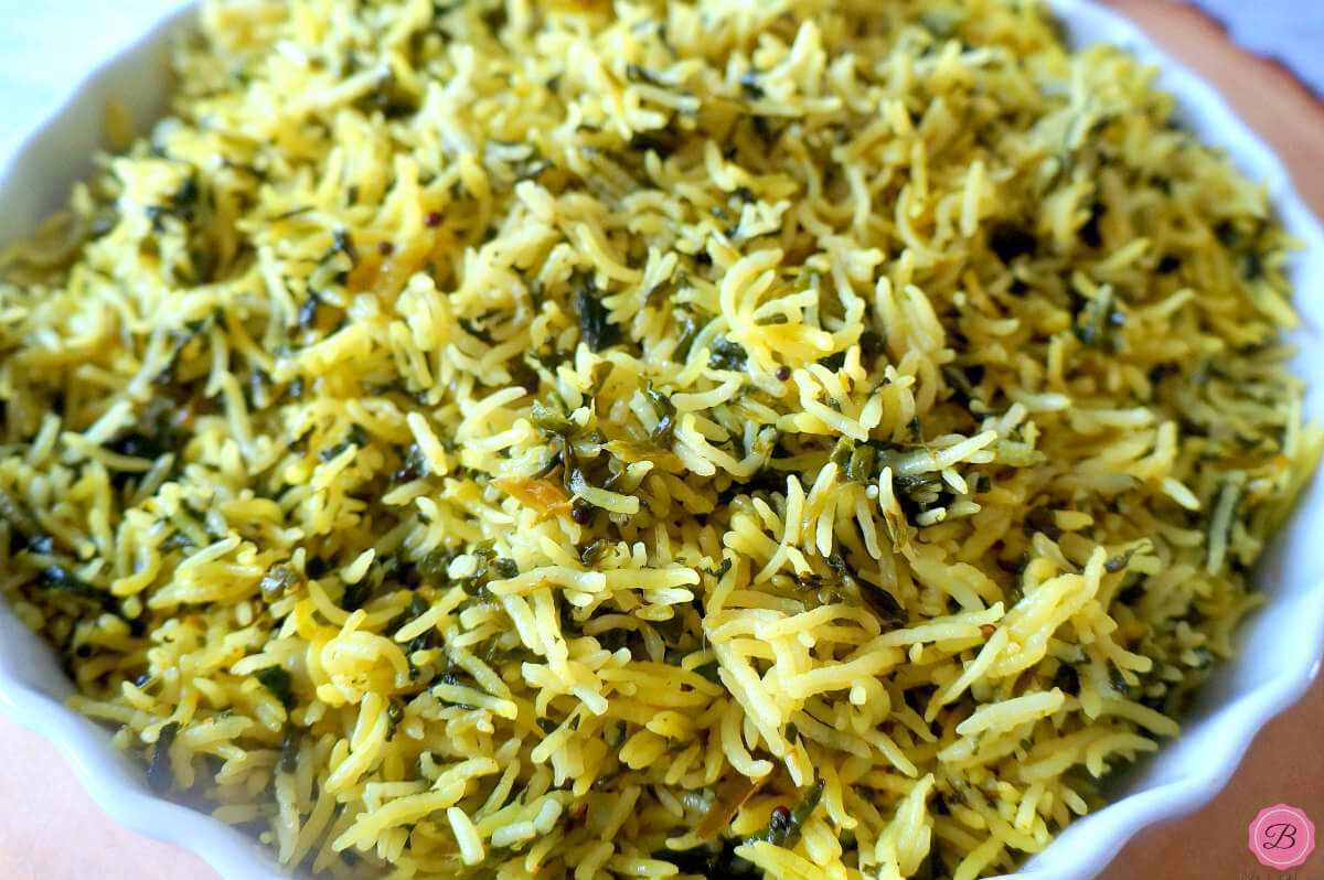 Close Up Picture of Spinach Rice