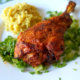 Tandoori Turkey Drumstick on a Bed of Chopped Lettuce