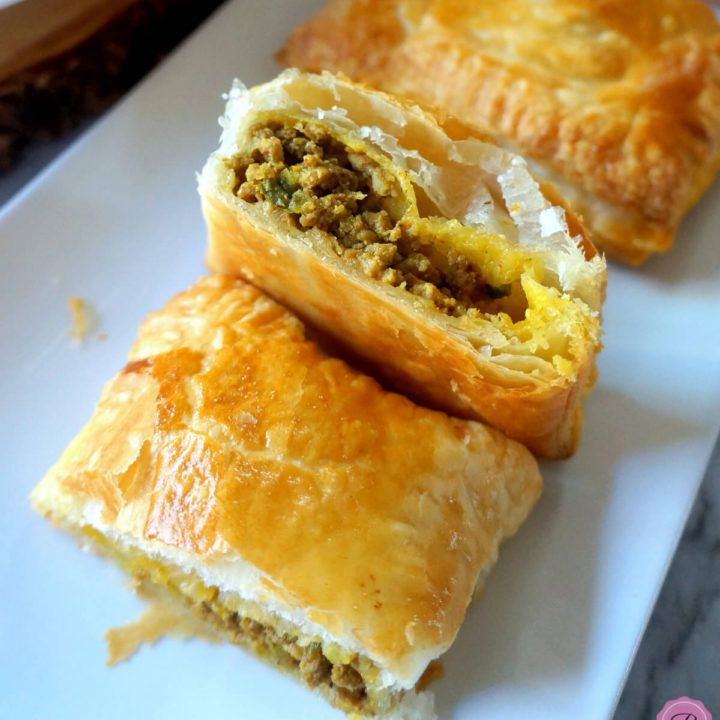 Close Up Shot of Savory Turkey Keema Puffs