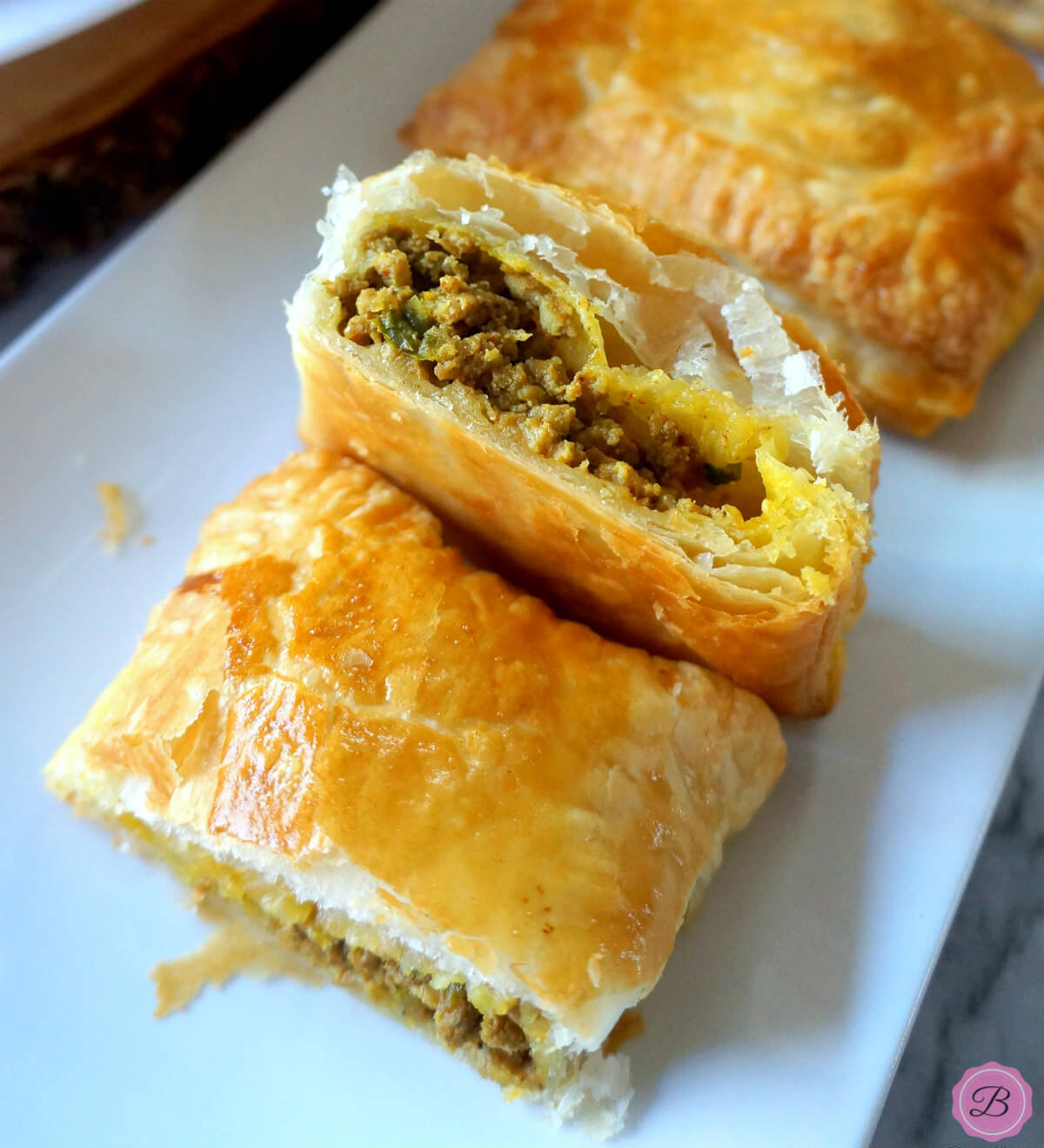 Close Up Shot of Savory Turkey Keema Puffs