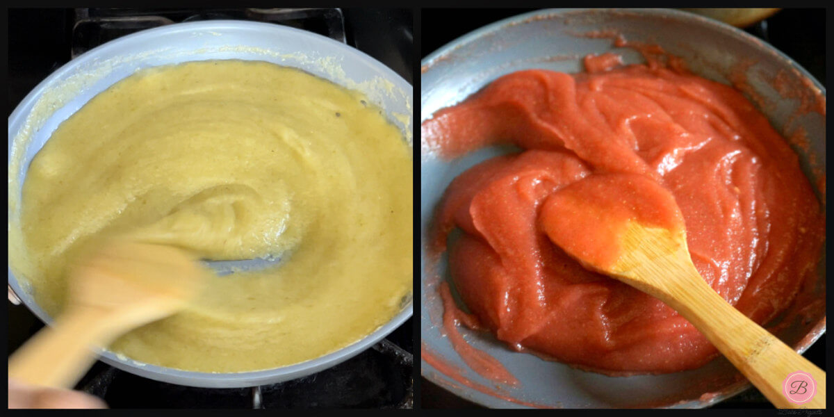 Cooking Puree with and without Food Coloring