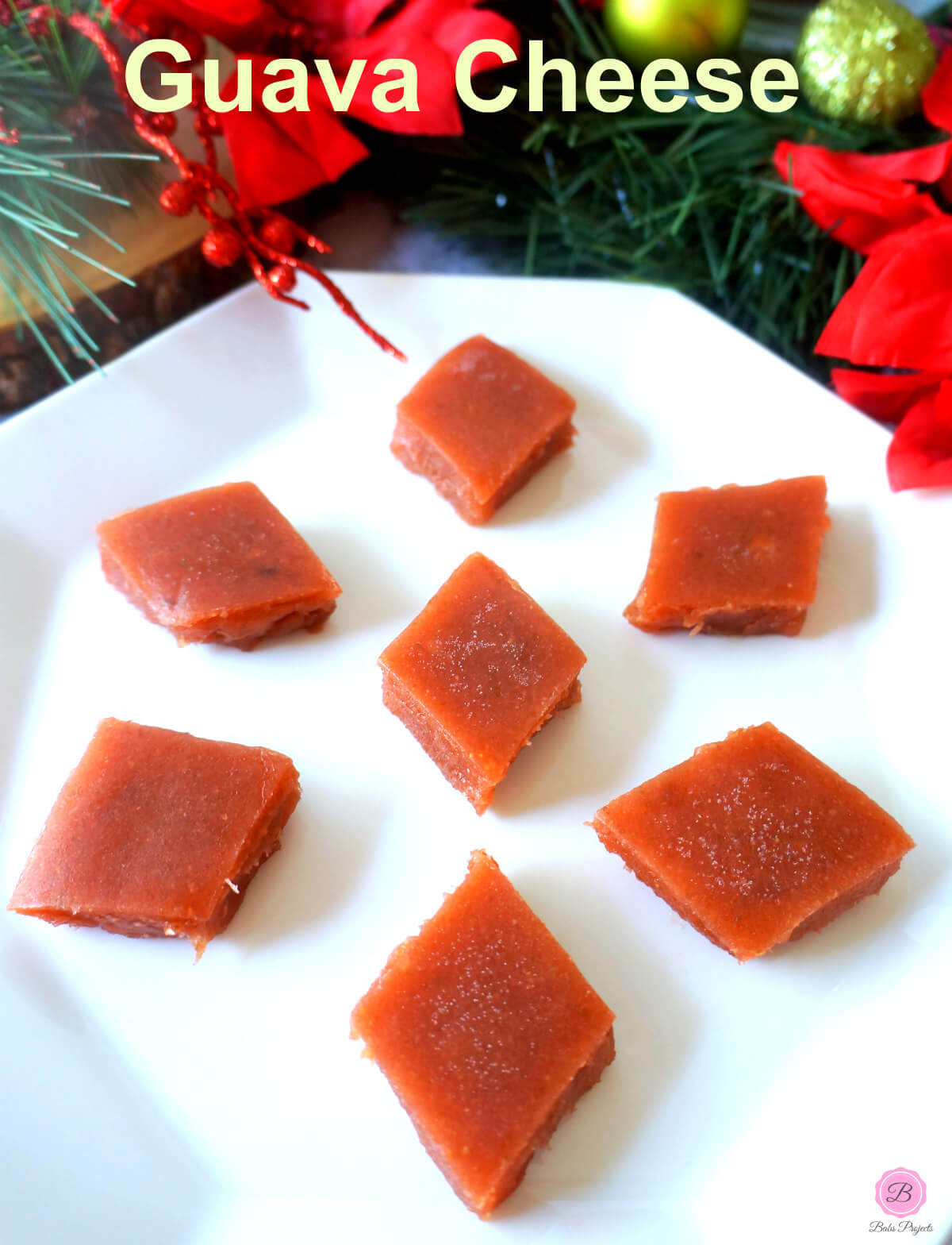 Diamond Shape Guava Cheese on a White Plate