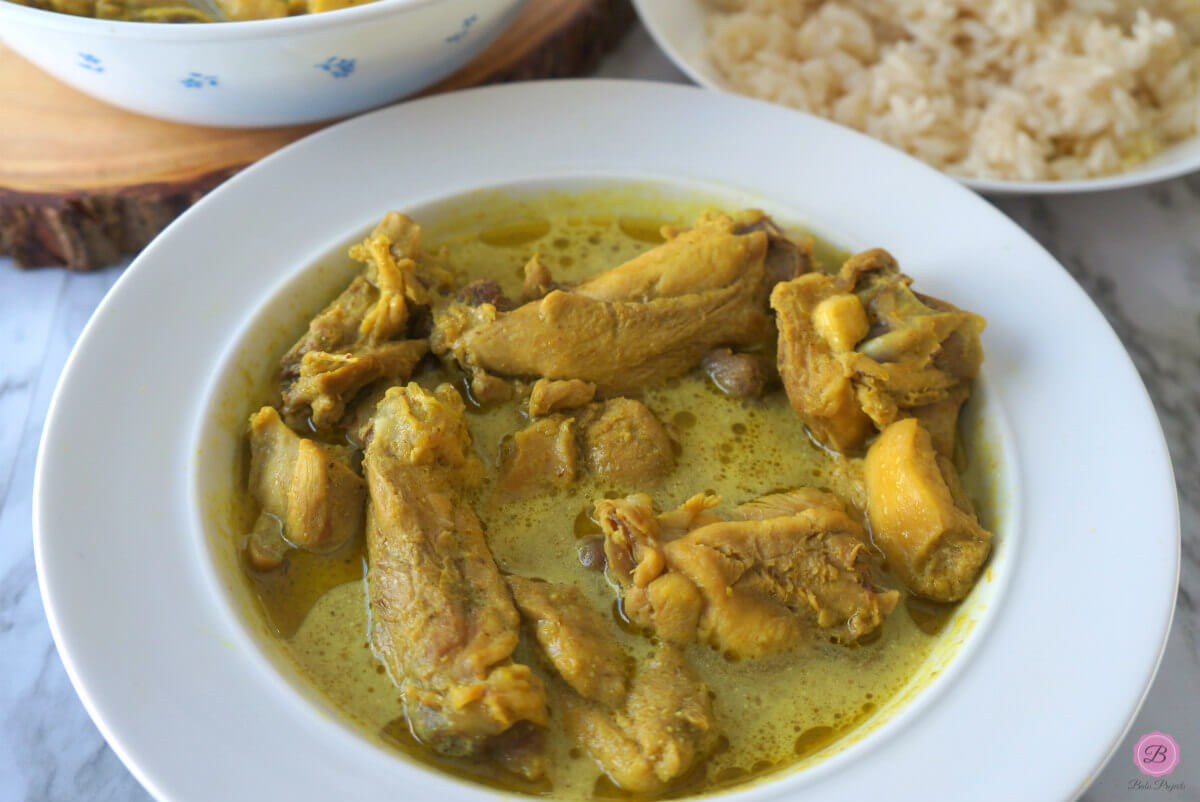 Thai Chicken Curry in a White Bowl