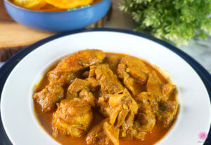 Chicken Curry in a White Bowl