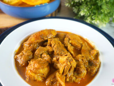 Chicken Curry in a White Bowl