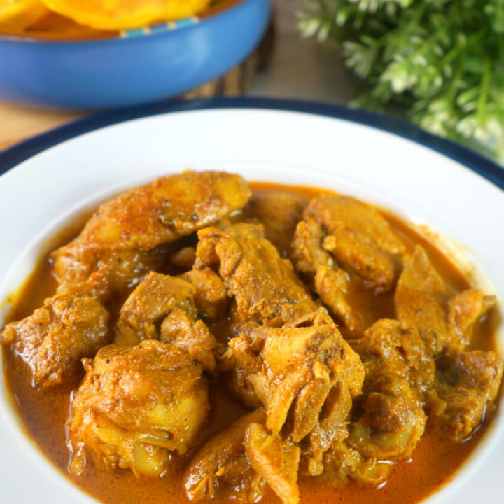 Chicken Curry in a White Bowl