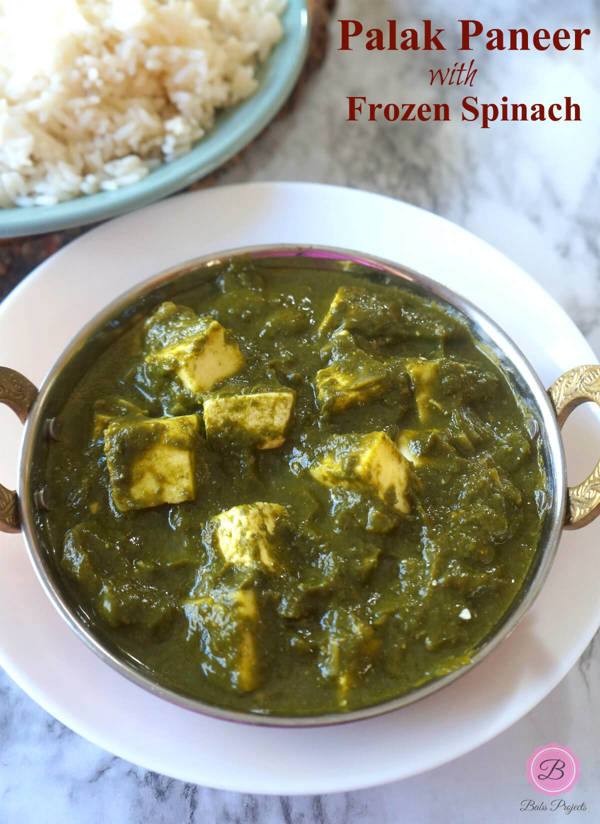 Palak Paneer with Rice on the Side
