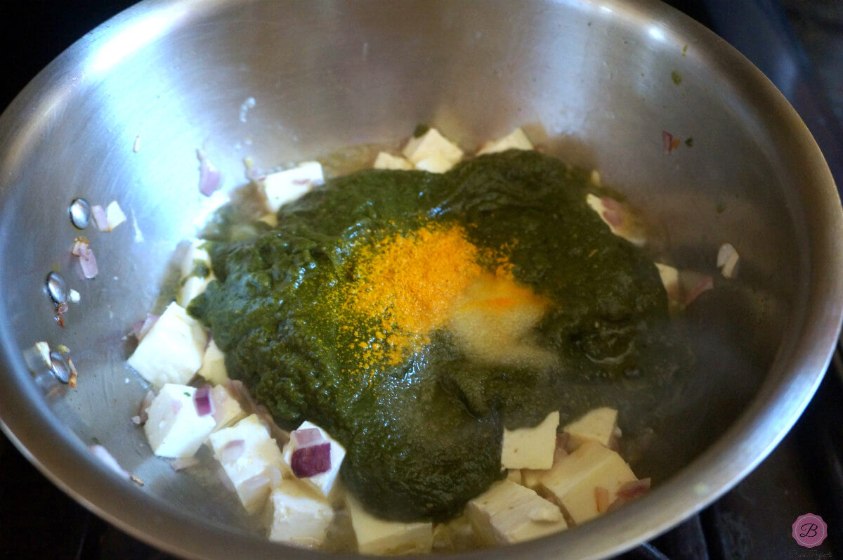 Spinach Puree and Other Ingredients Cooking in the Pot