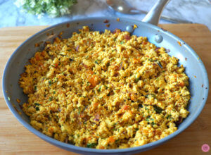 Tofu Bhurji Served in a Non-Stick Pan