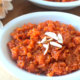 Picture of Gajar (Carrot) Halwa in a White Bowl