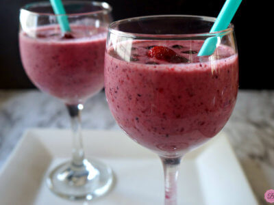 Mixed Berries Smoothie in Wine Glass