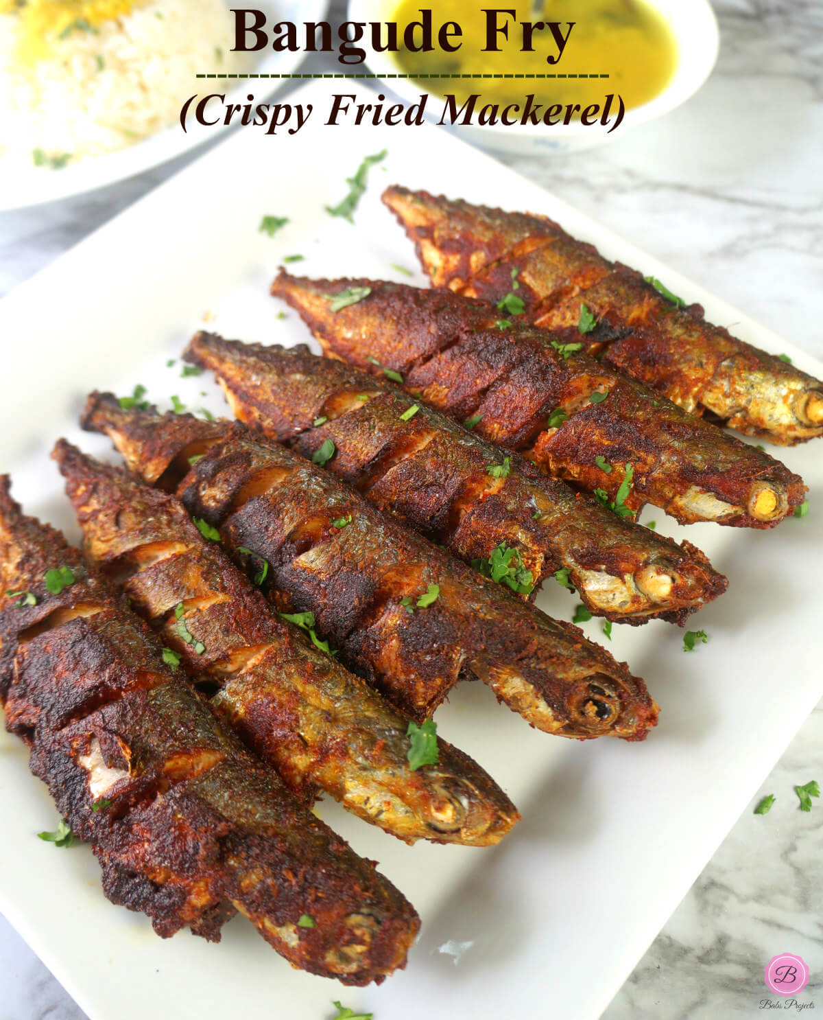 Crispy Fried Mackerel on a White Tray