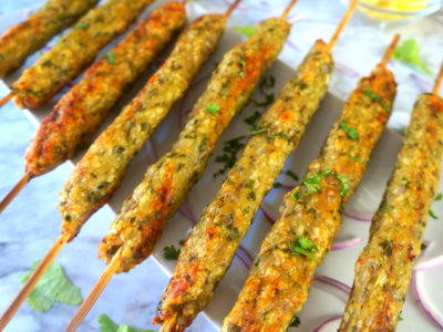 Chicken Seekh Kebabs on a Platter