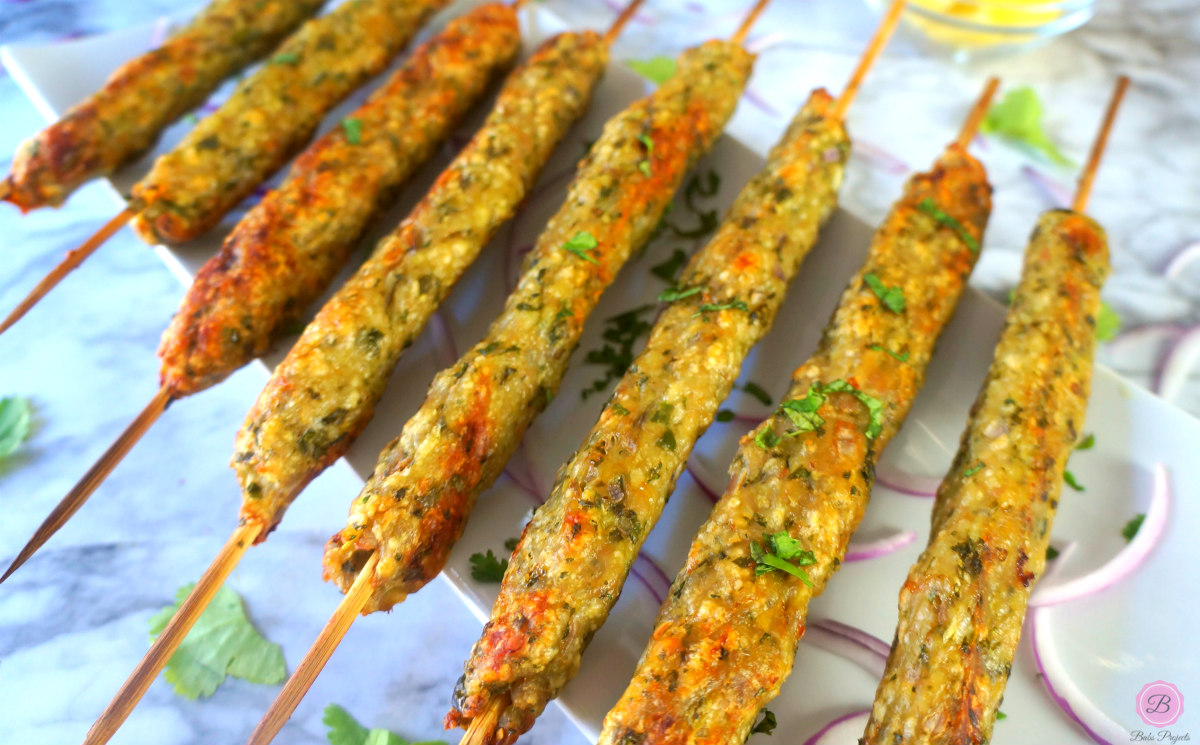 Chicken Seekh Kabab on a White Platter