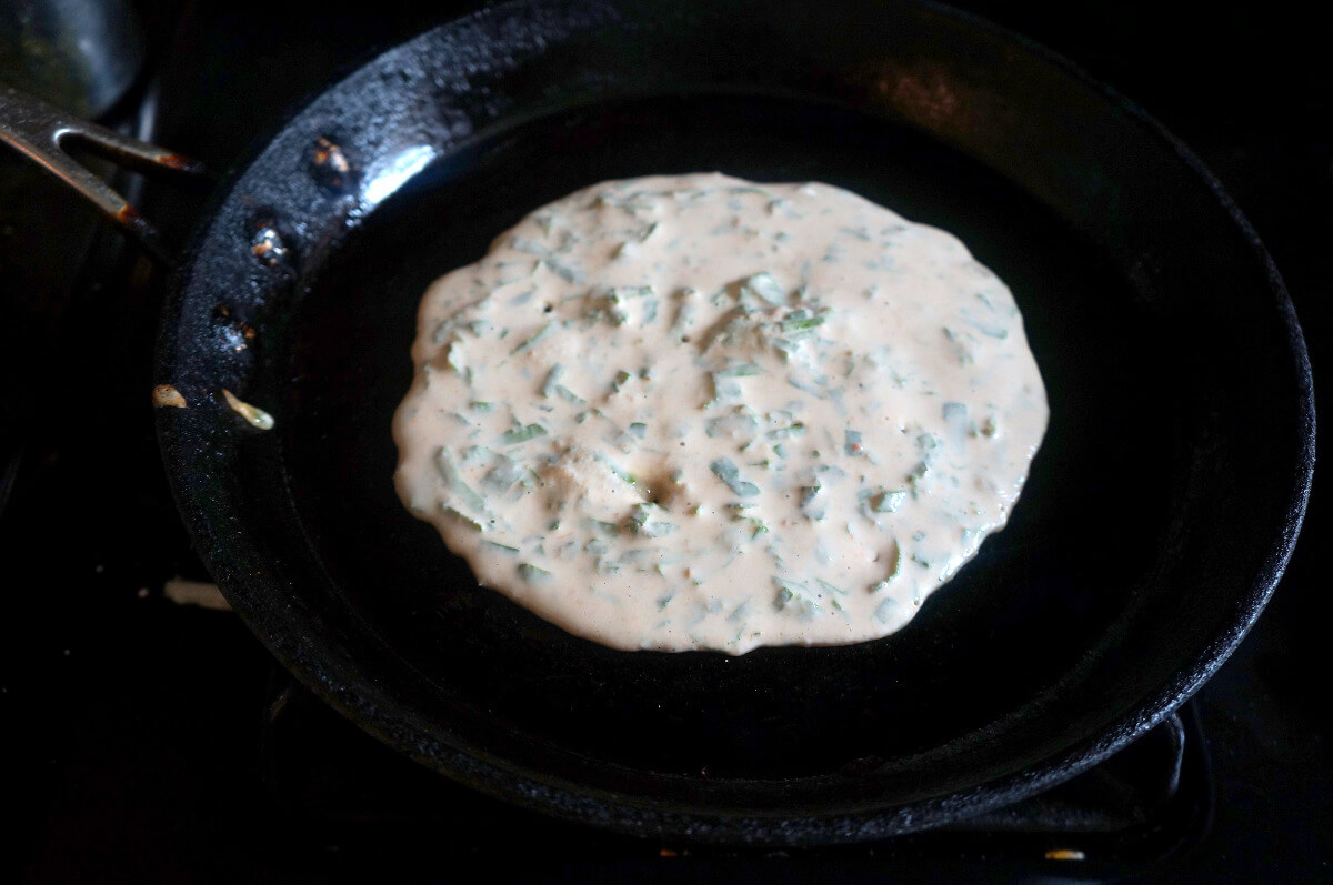 Tev Dosa Batter on a Skillet