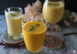 Mango Lassi in 3 different Glasses