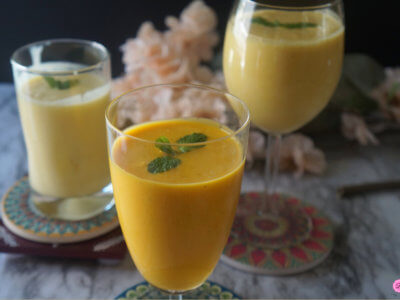 Mango Lassi in 3 different Glasses