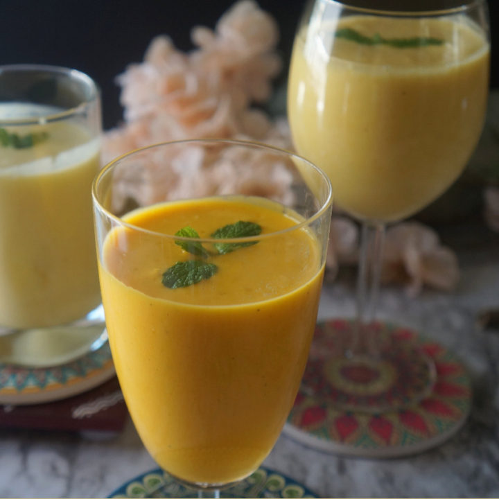 Mango Lassi in 3 different Glasses