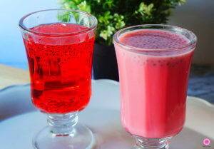 Rooh Afza Drinks in 2 Glasses