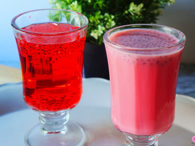 Rooh Afza Drinks in 2 Glasses