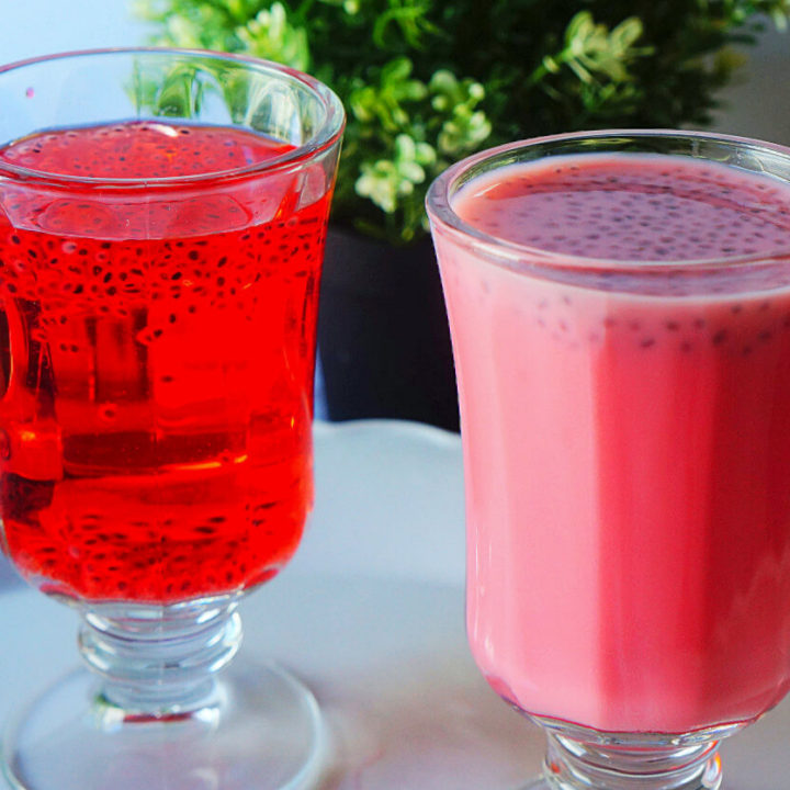Rooh Afza Drinks in 2 Glasses