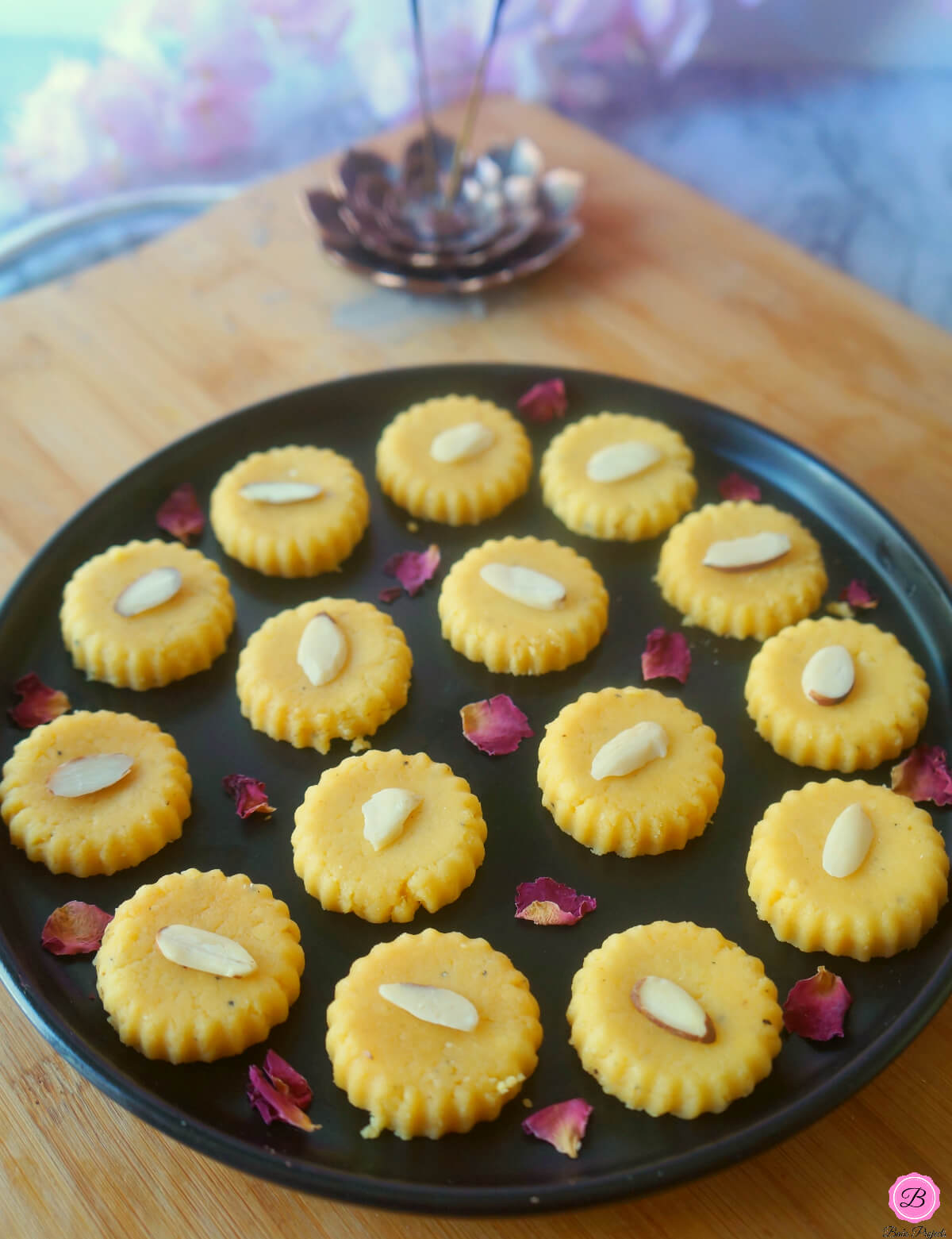 Mango Peda Arranged on a Black Platter